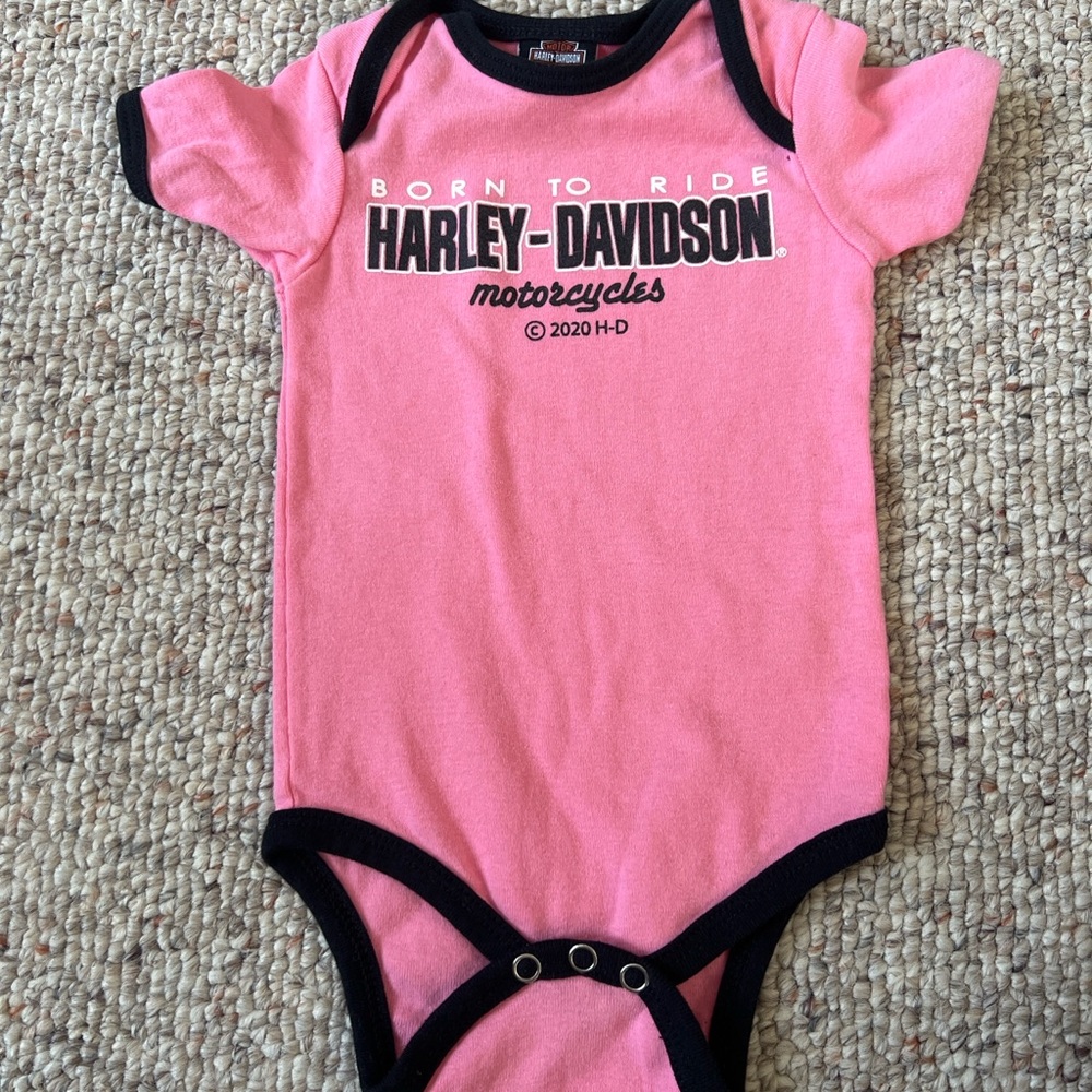 Harley-Davidson Pink and Black Baby Onesie